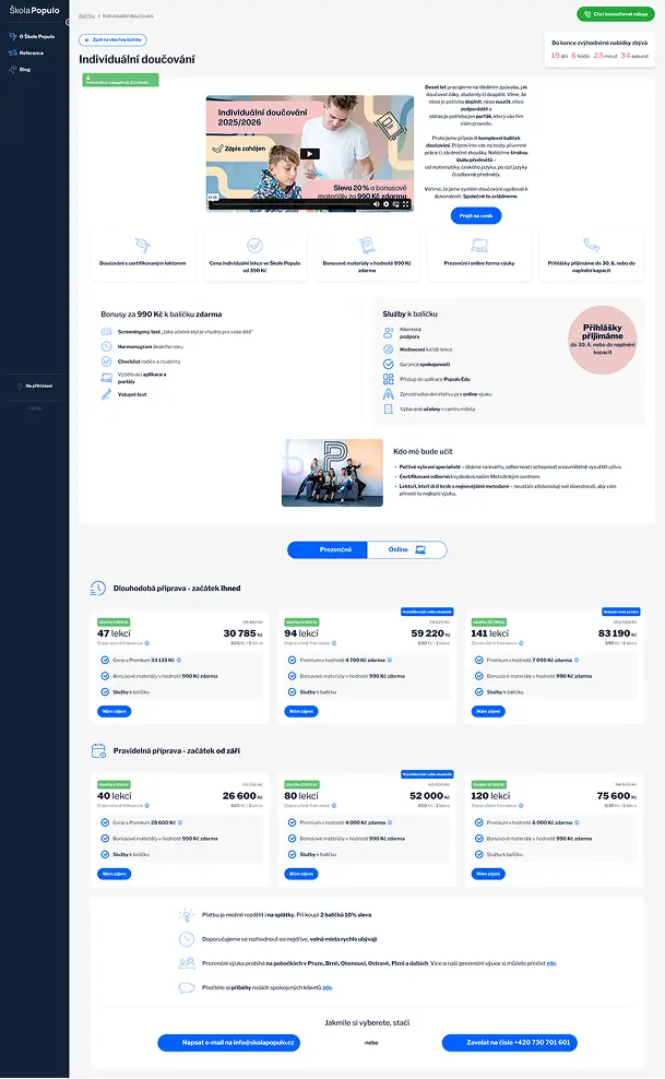 Původní homepage – ukázka